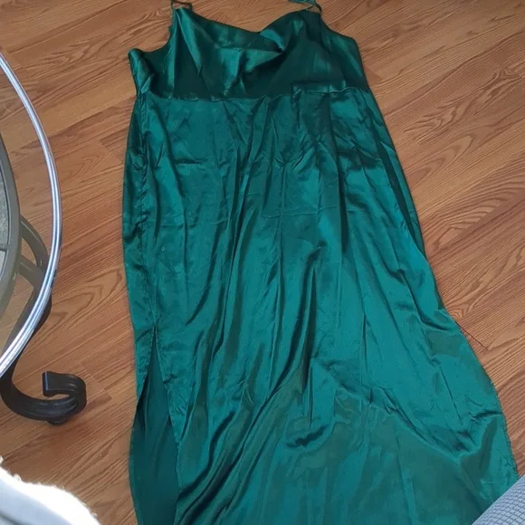 Draped Neck Split Thigh Slip Dress - Picture 8 of 10